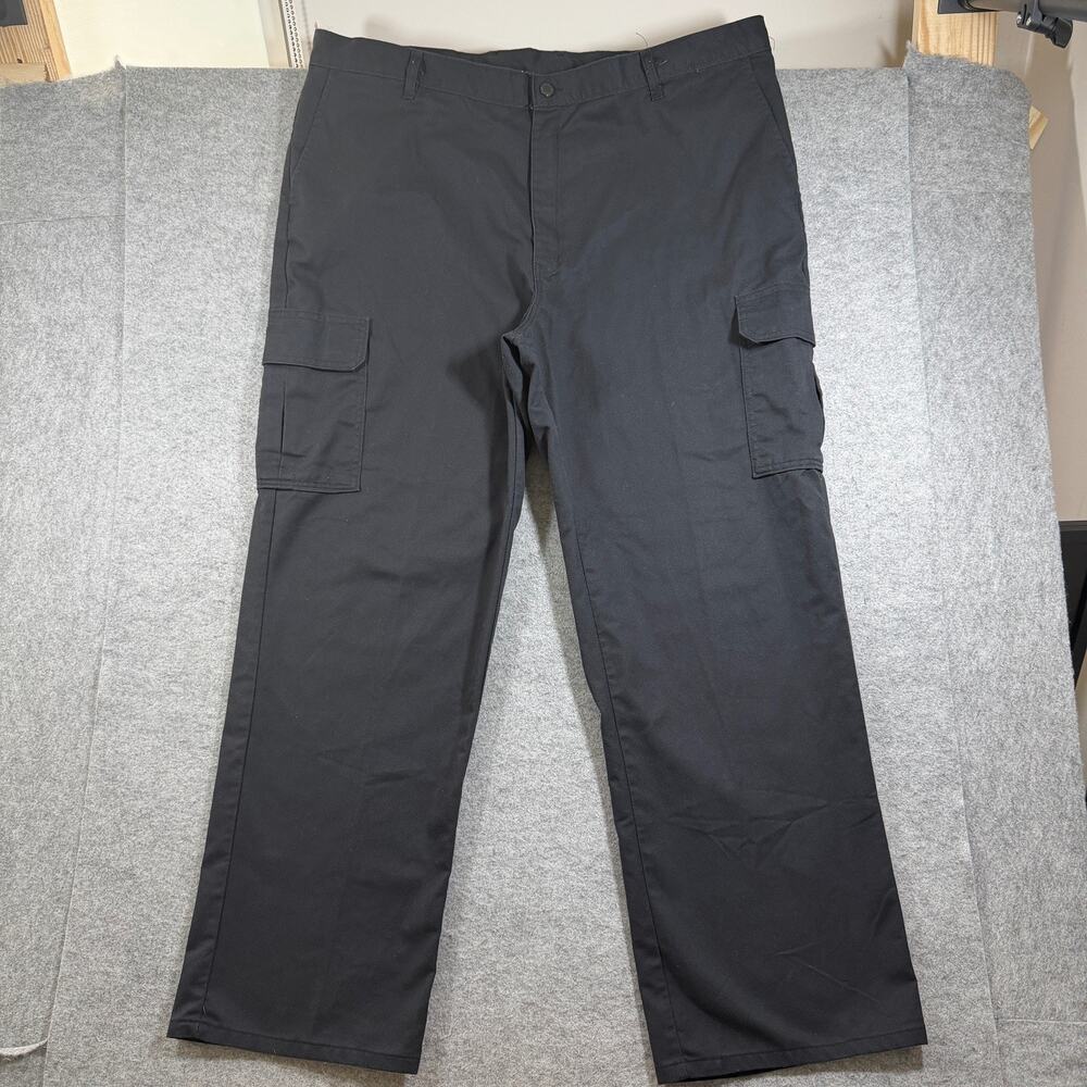 Dickies Cargo Pants Mens 44x32 Black Relaxed Fit Workwear Flap Pockets Utility
